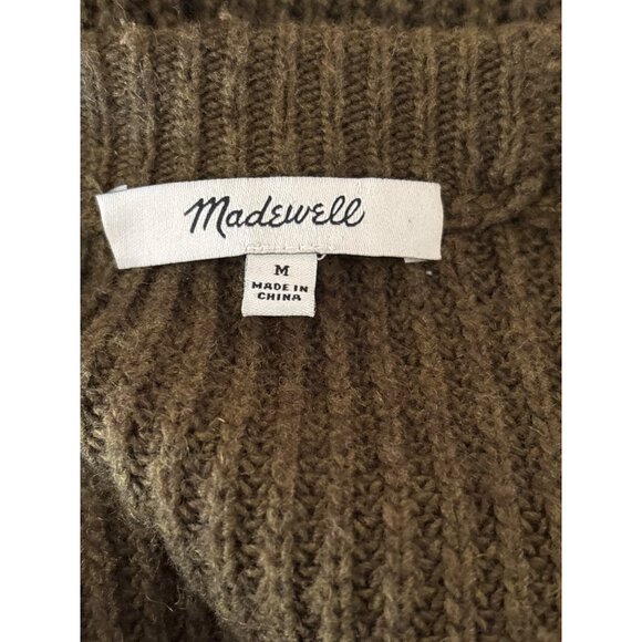 Madewell Dress Size Medium Green Ribbed Sweater Long Sleeve Crew Neck Fall Vibe - Picture 8 of 8